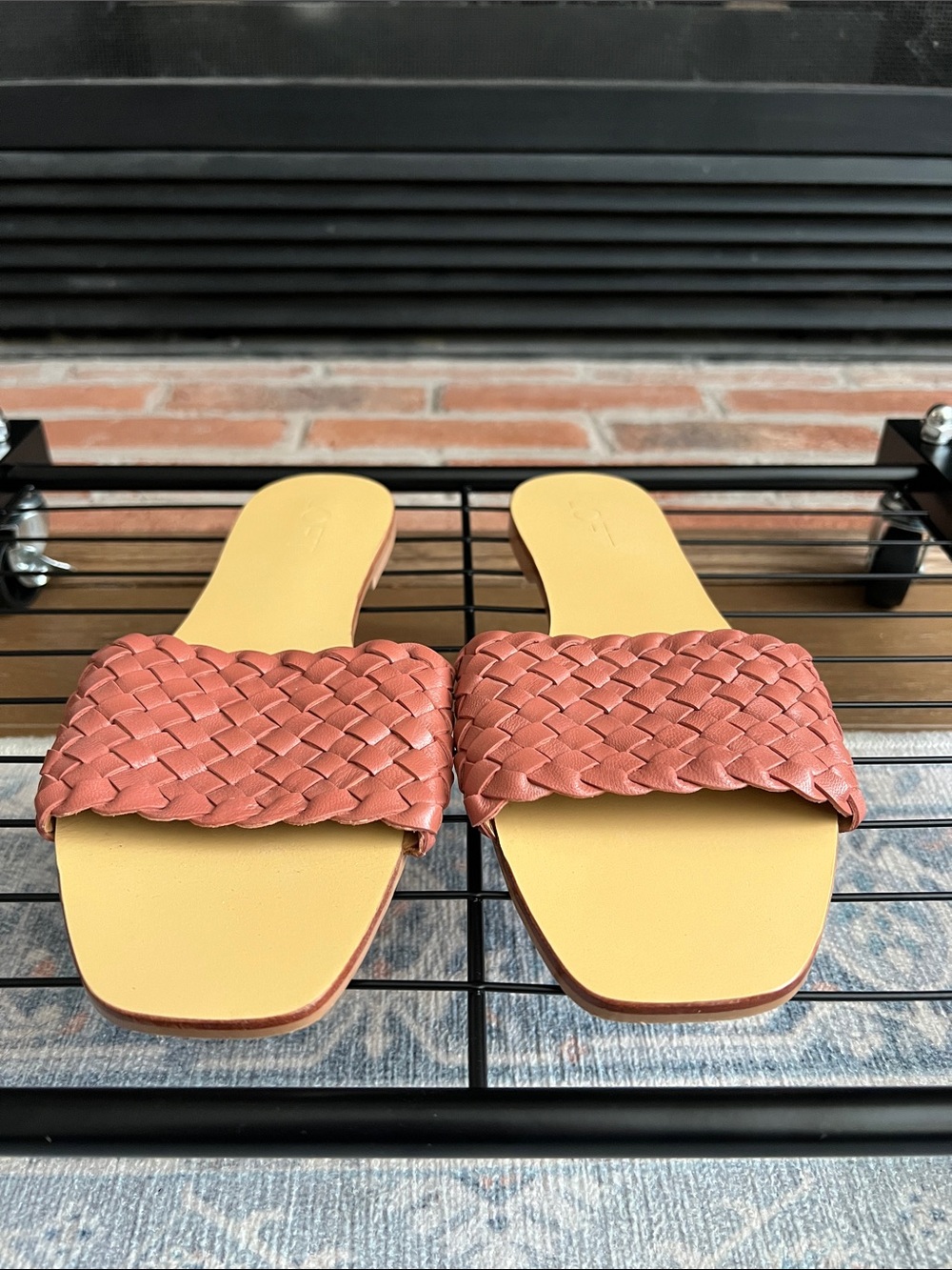 LOFT Woven Slide Sandals in Terracotta